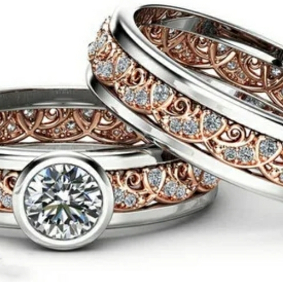 Rose gold pattern ring set - Picture 3 of 3